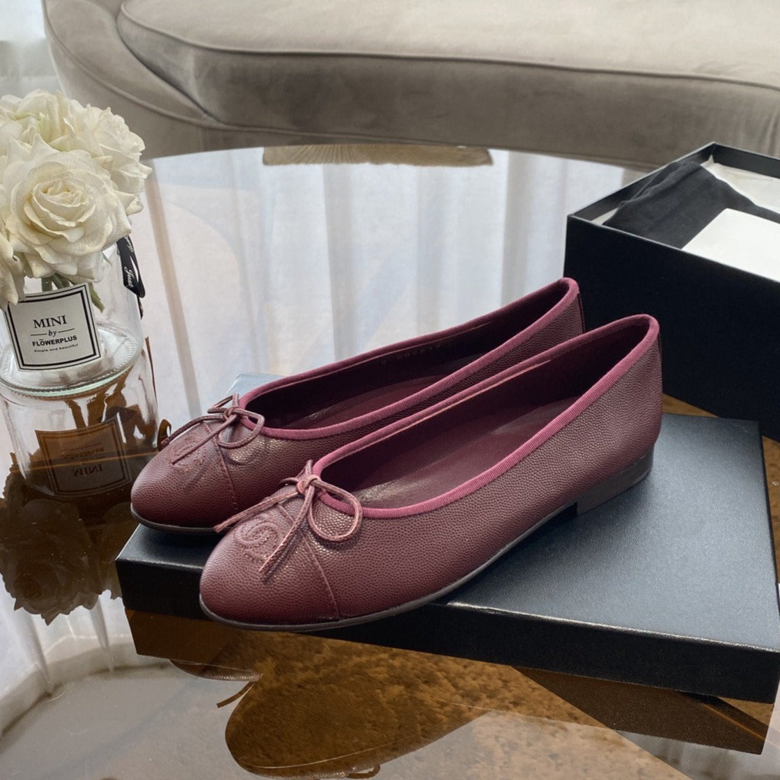 zCHANE.L Ballet Flats Burgundy Grained Calfskin