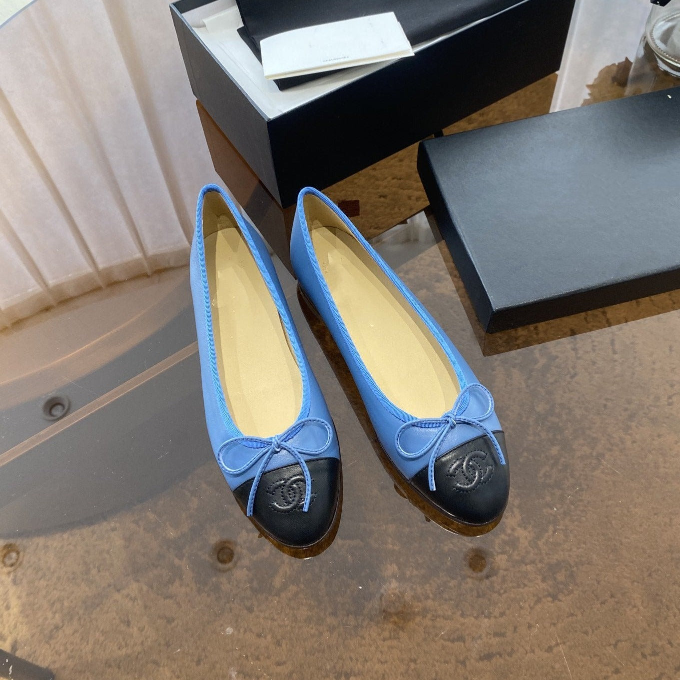 zCHANE.L Ballet Flats Blue Black Lambskin