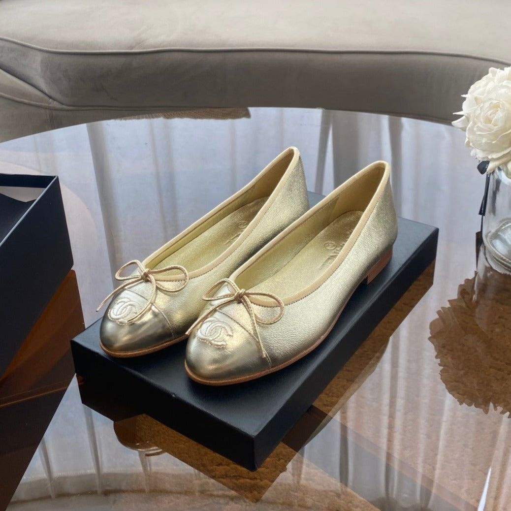 zCHANE.L Ballet Flats Light Gold Lambskin
