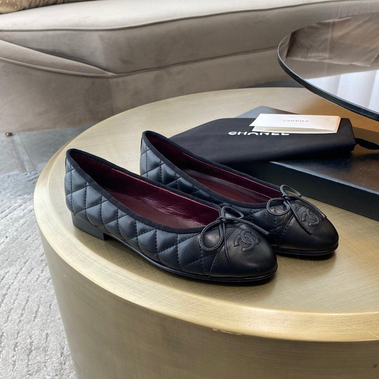 zCHANE.L Ballet Flats Black Quilted Lambskin