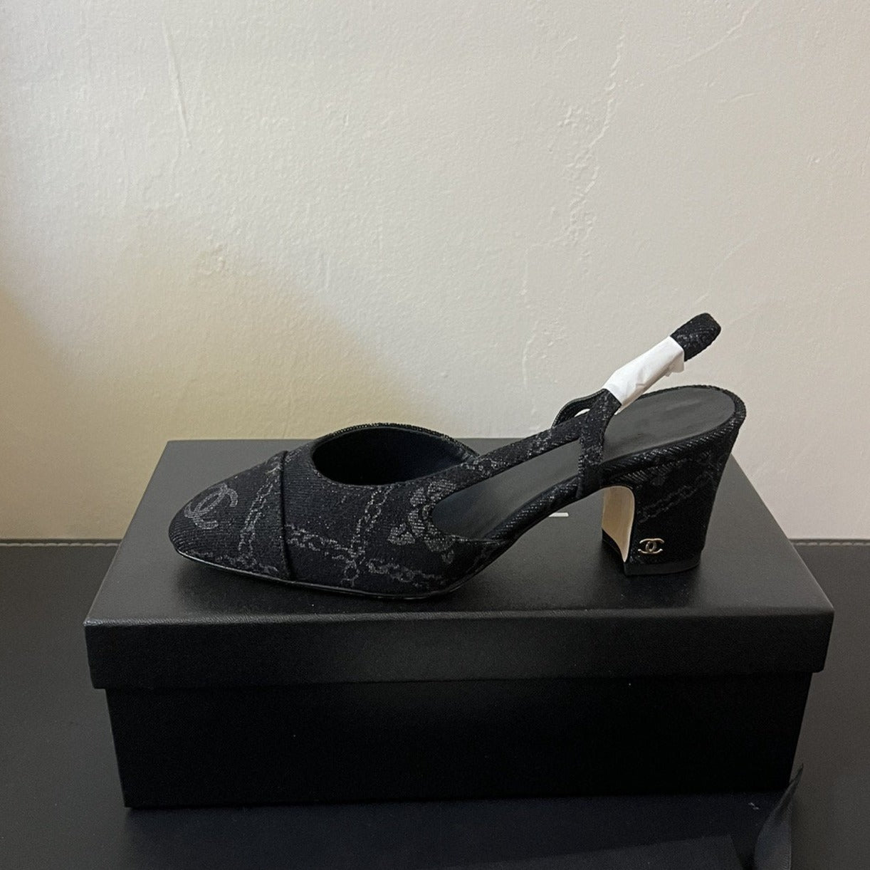 zCHANE.L High Slingbacks Black Denim
