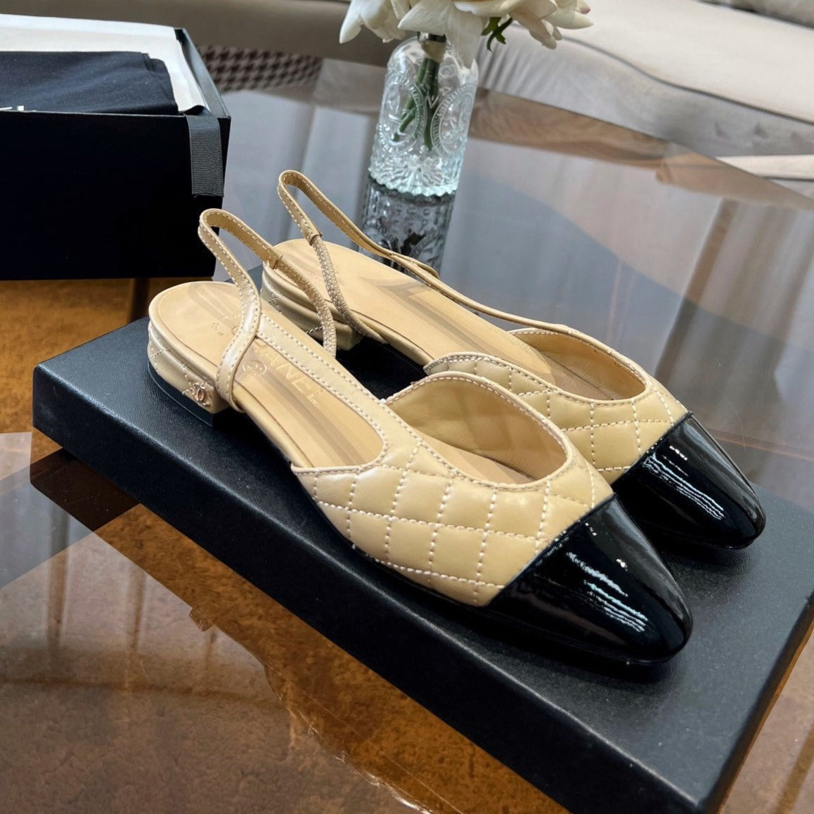 zCHANE.L Slingbacks Beige Quilted Calfskin