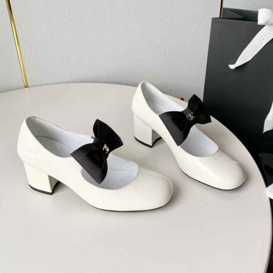 zCHANE.L Mary Janes 60 White Calfskin Bow