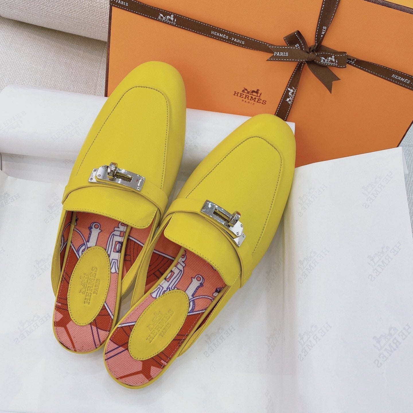 zHERME.S Oz Mule Yellow Cowhide 348086