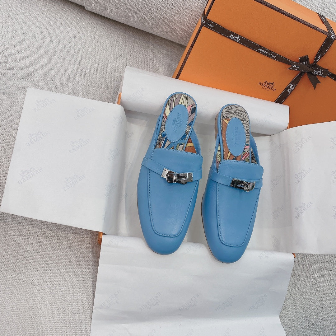 zHERME.S Oz Mule Blue Cowhide 348087