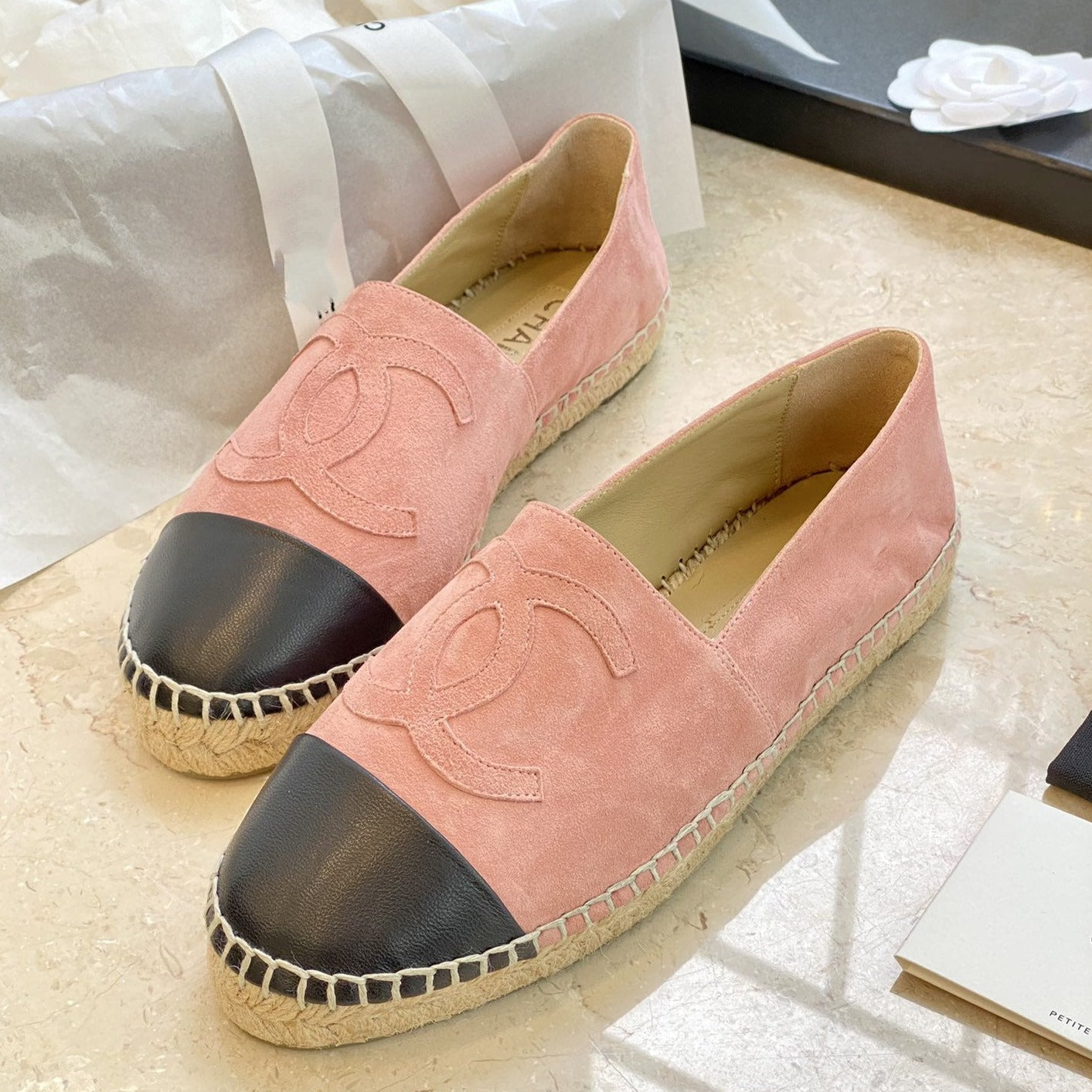 zCHANE.L Espadrilles Pink Suede Black Lambskin