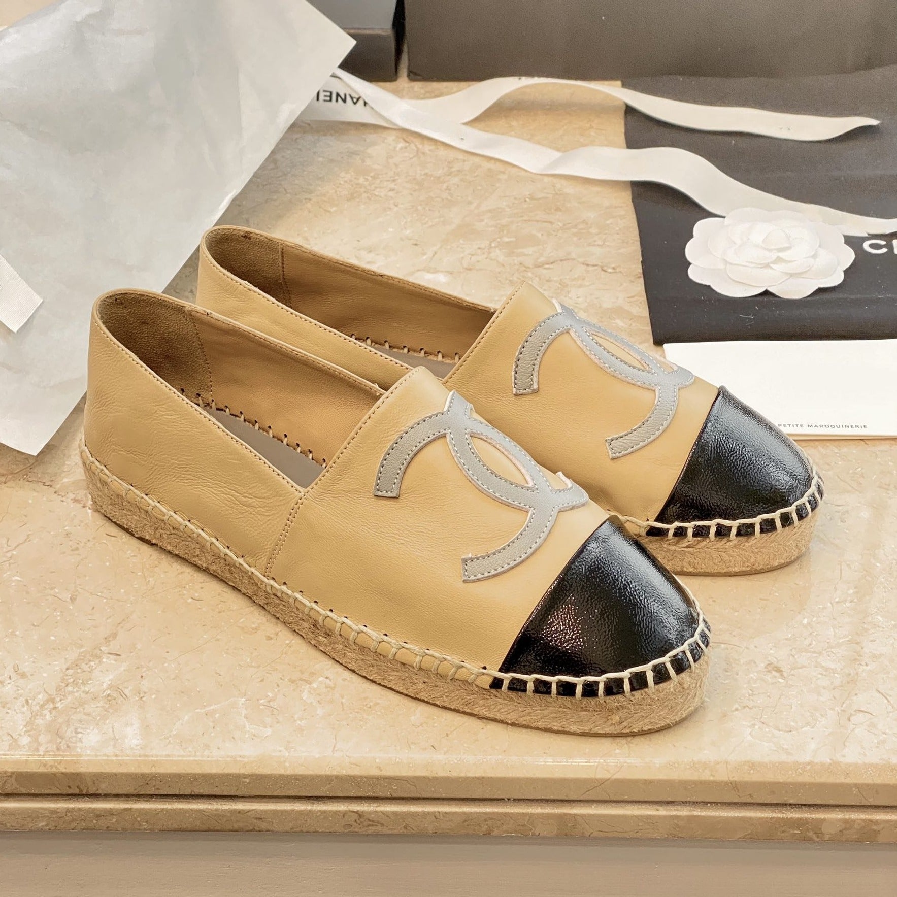 zCHANE.L Espadrilles Beige Balck Lambskin
