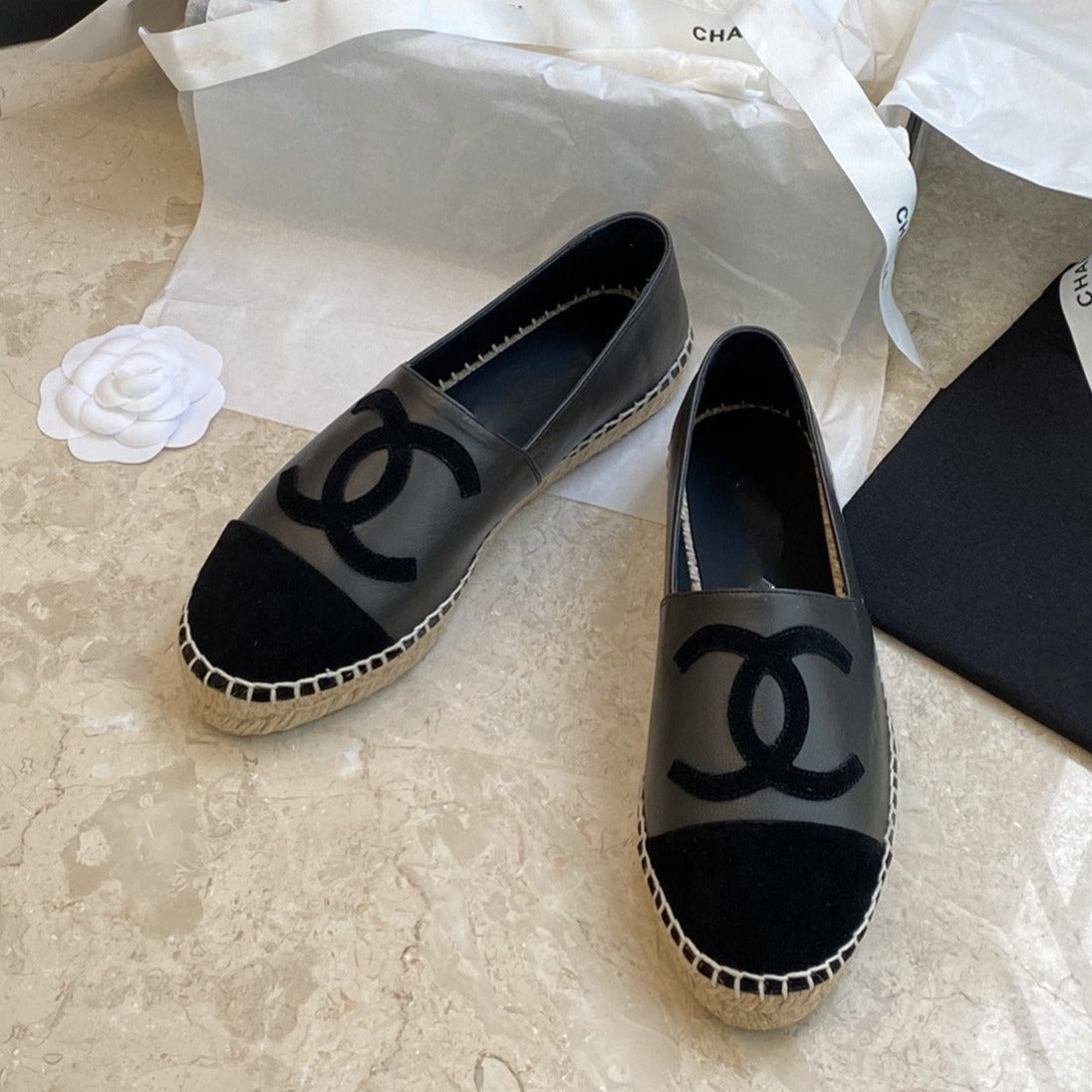 zCHANE.L Espadrilles Dark Grey Lambskin Black Velvet