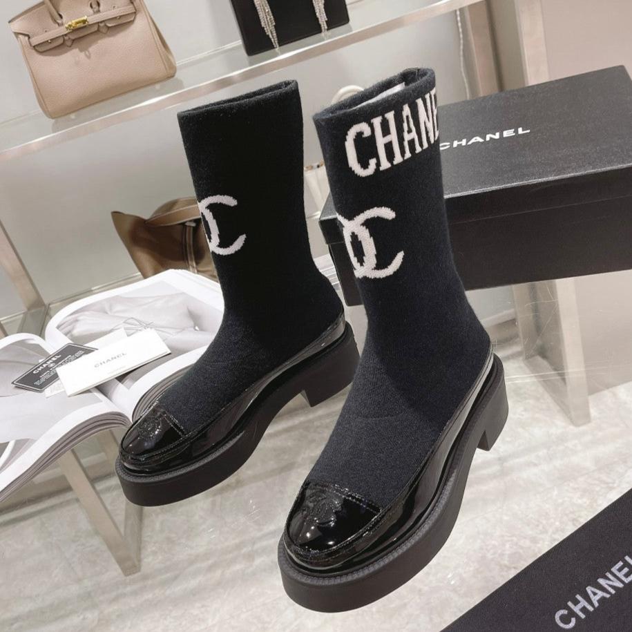 zCHANE.L Cc Short Boots 45Mm Black Stretch Wool And Cowhide