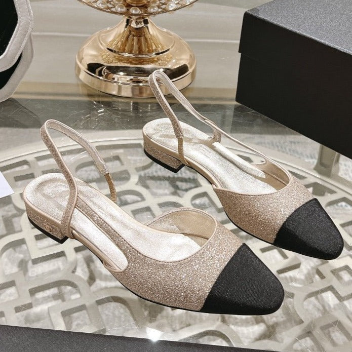 zCHANE.L Slingback 2.5 Glitter Ligh Pink Black Grossgain