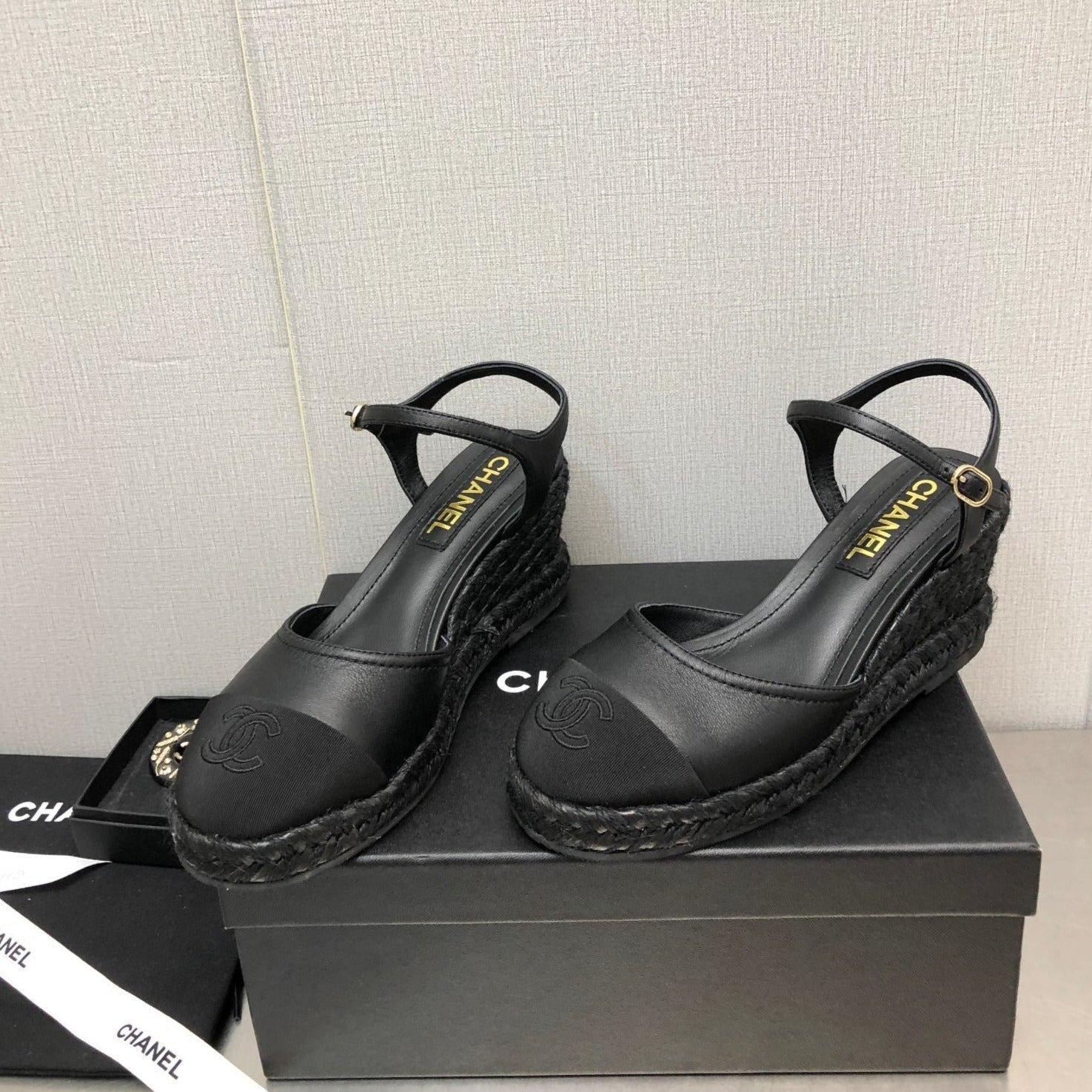zCHANE.L Mary Jane Wedge Black Lambskin