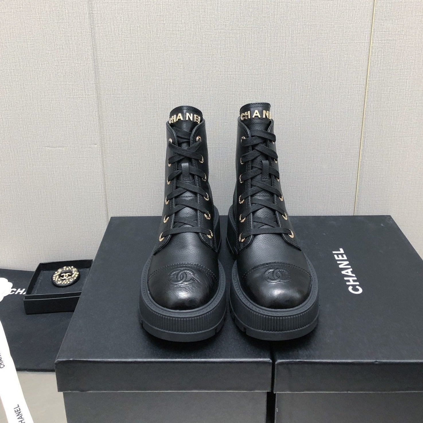 zCHANE.L Martin Short Boots Black Lambskin