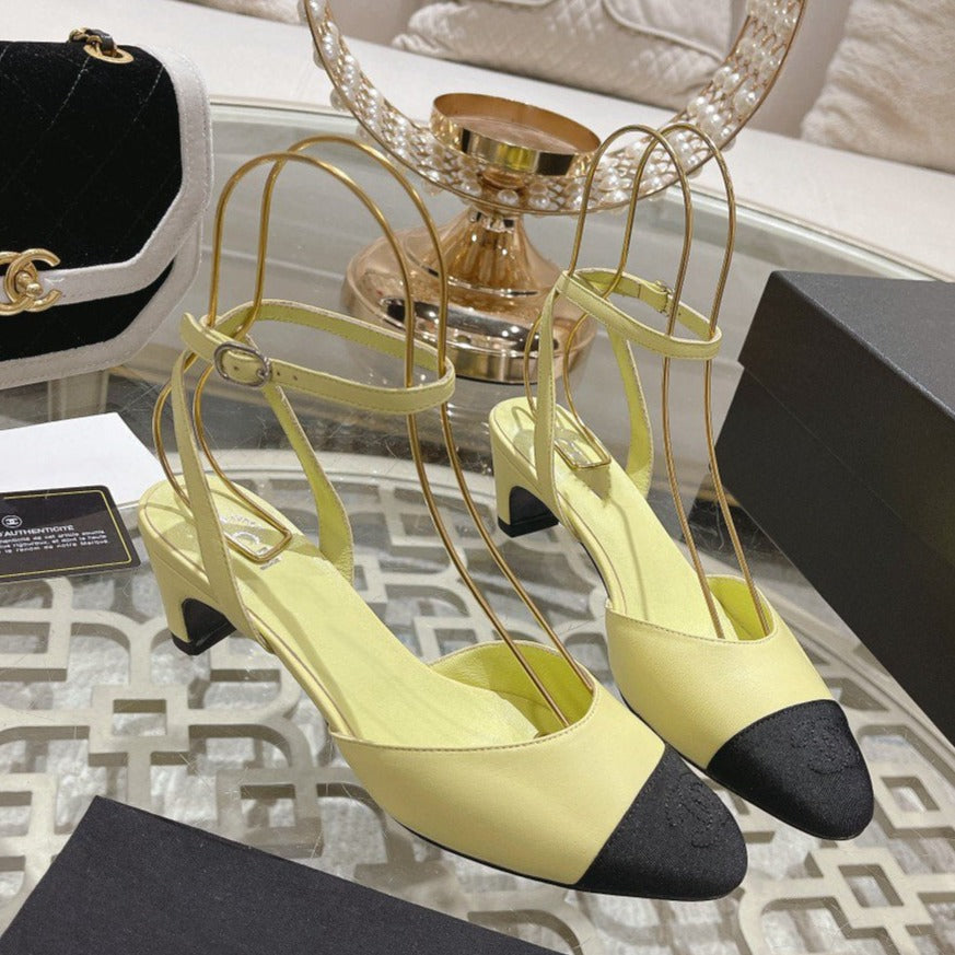 zCHANE.L High Slingbacks Lime Lambskin Grosgrain