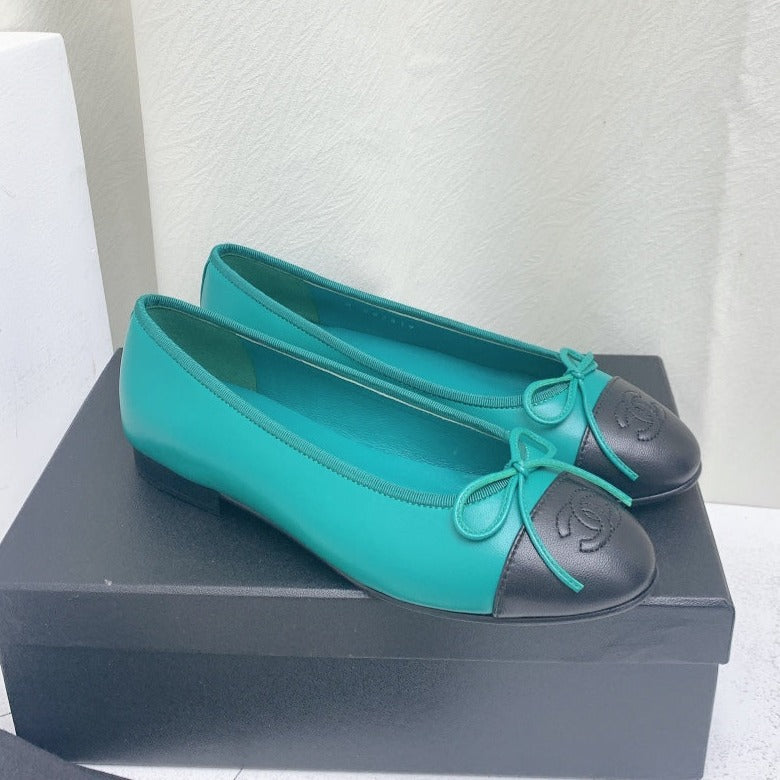 zCHANE.L Ballet Flat Blue Green Black Lambskin