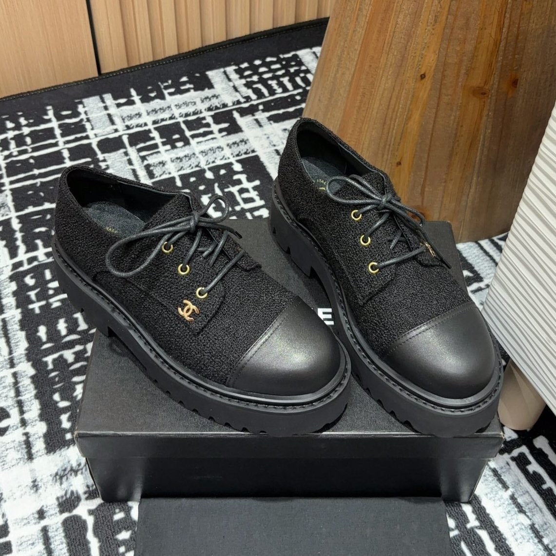 zCHANE.L Oxford Shoes In Black Tweed And Calfskin