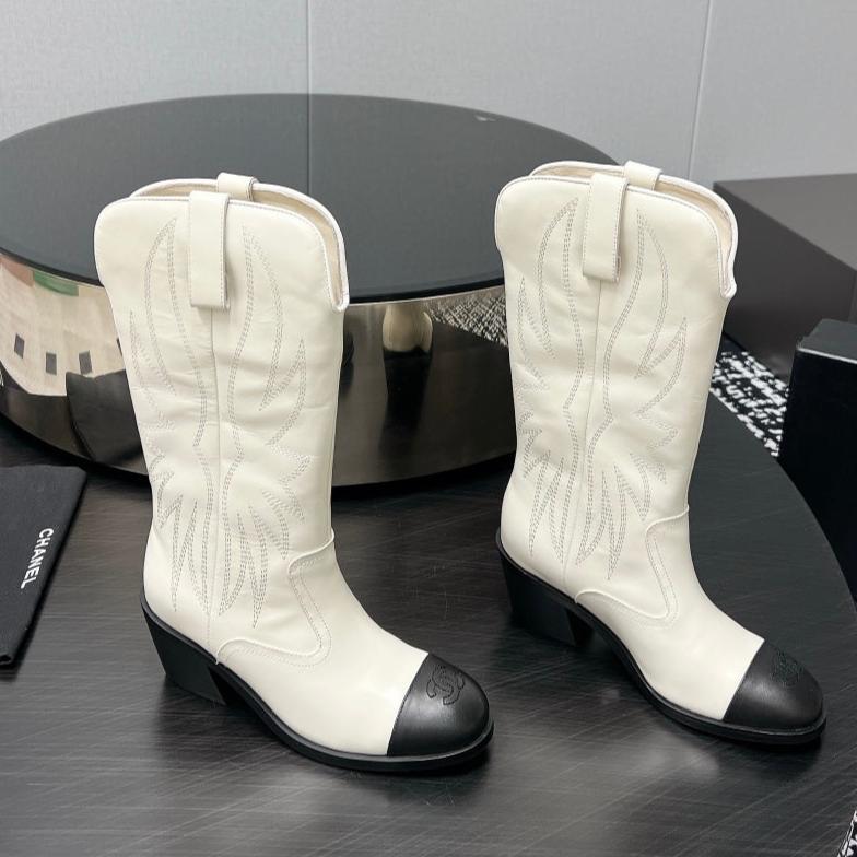 zCHANE.L Cc High Boot 5.5Cm White Black Calfskin