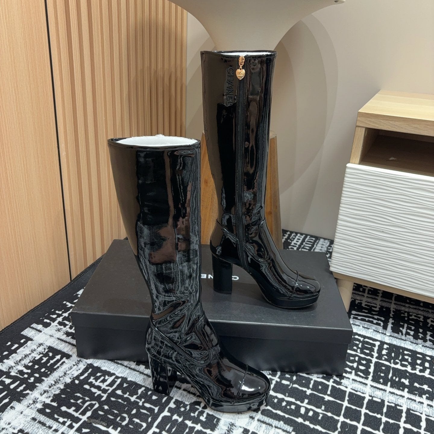 zCHANE.L Cc High Boots 90Mm Black Lambskin