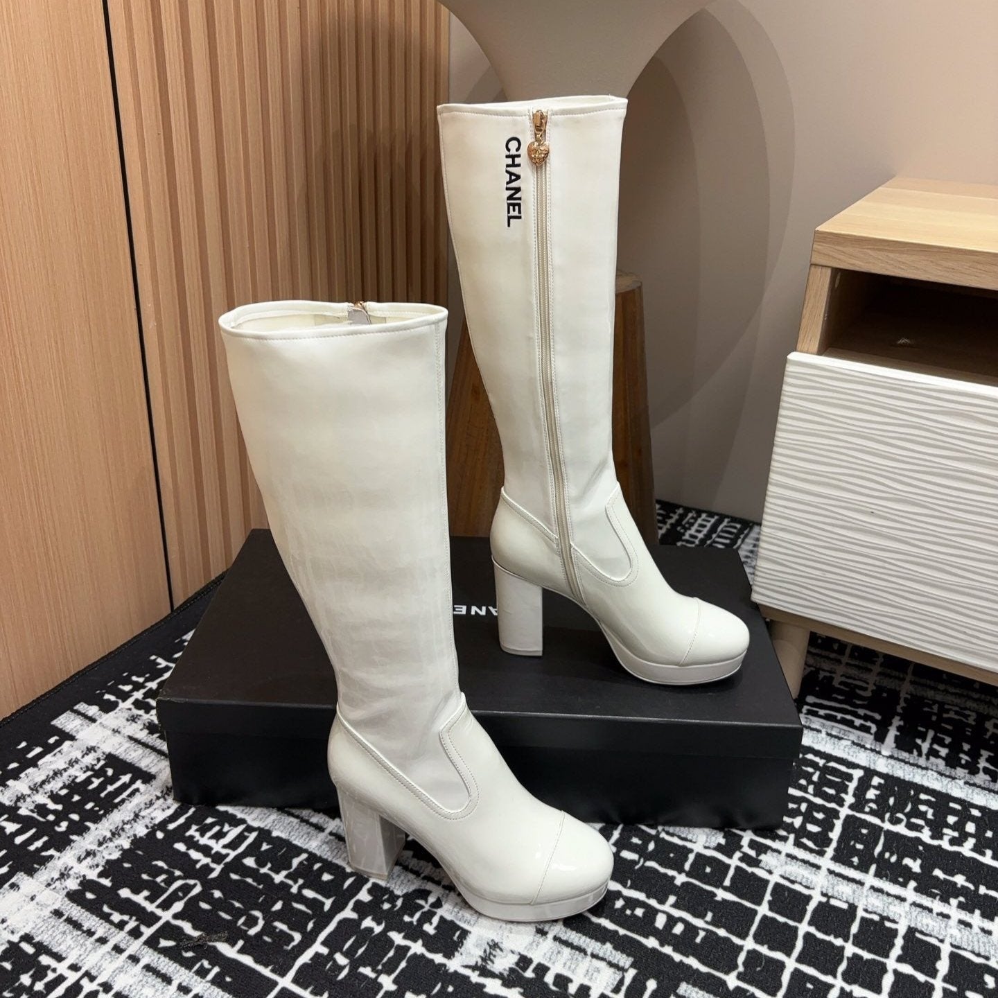 zCHANE.L Cc High Boots 90Mm White Lambskin