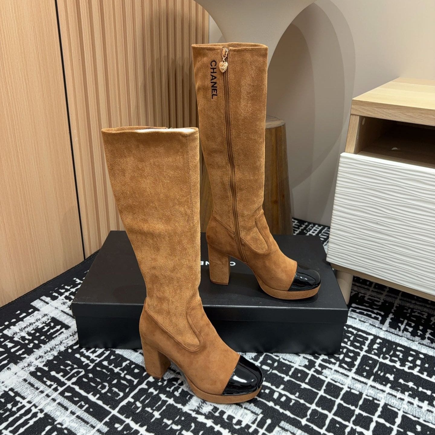 zCHANE.L Cc High Boots 90Mm Brown Black Suede