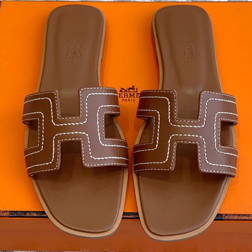 zHERME.S Oran Sandal Brown Sheepskin 291396