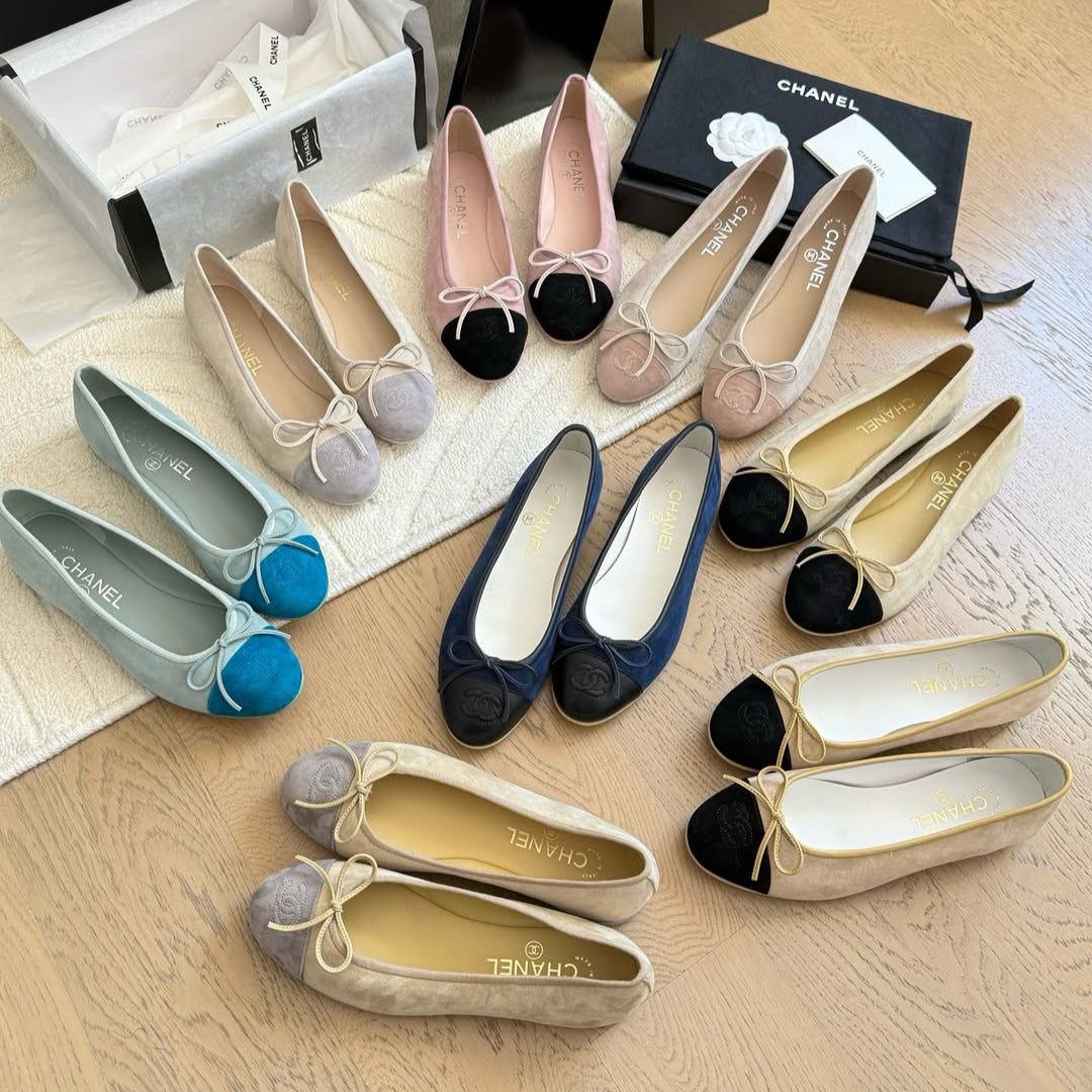 zCHANE.L 25C Ballet Flat Two-Tone Suede Calfskin