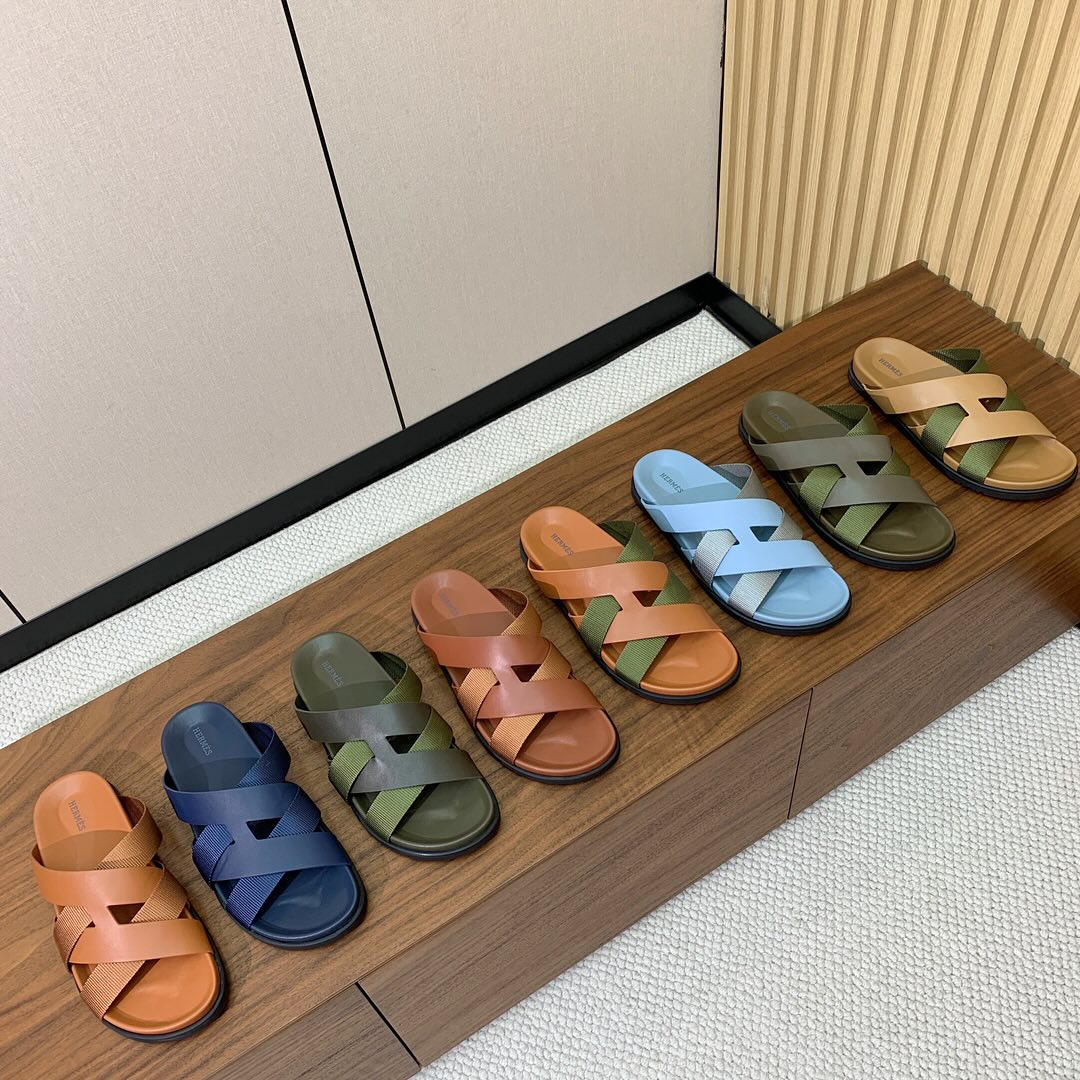 zHERME.S 25 Kazimir Sandal Two-Tone Calfskin Canvas
