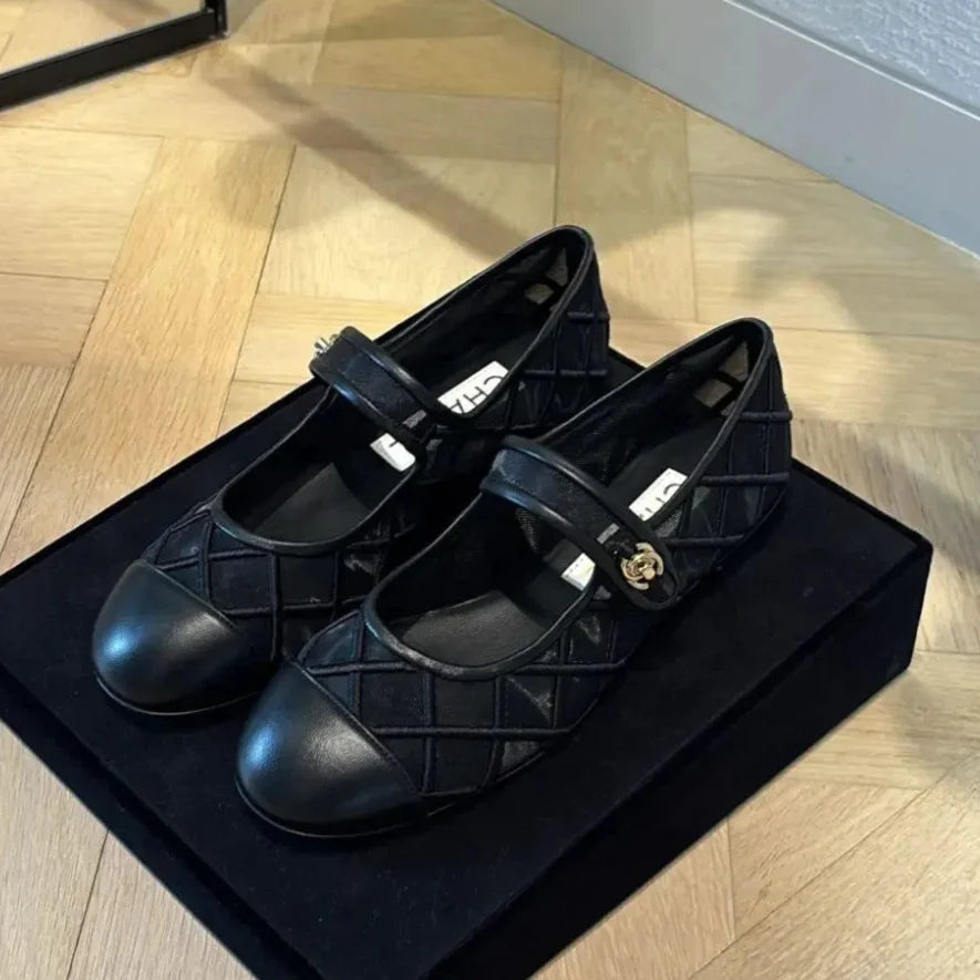 zCHANE.L zCHANE.L Mary Janes Flats Black Mesh Leather