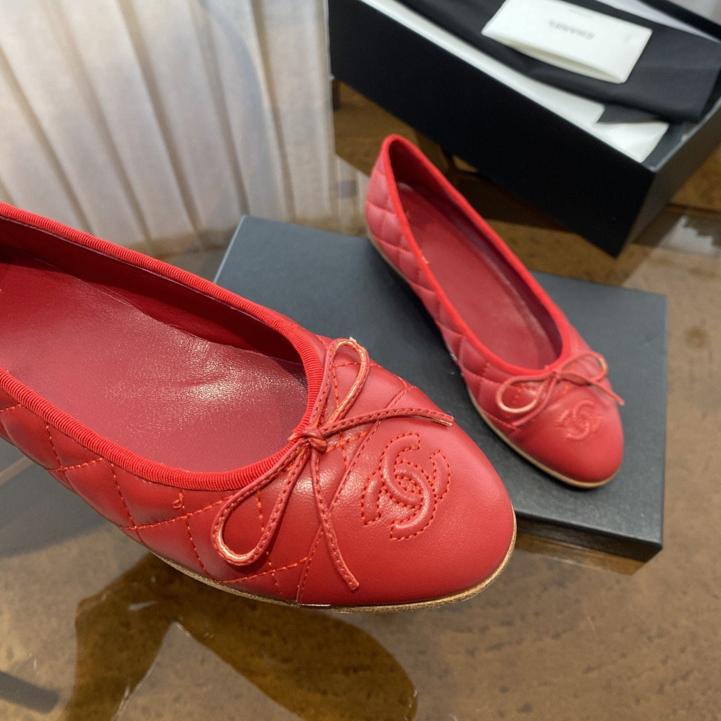 zCHANE.L Ballet Flats Red Quilted Lambskin