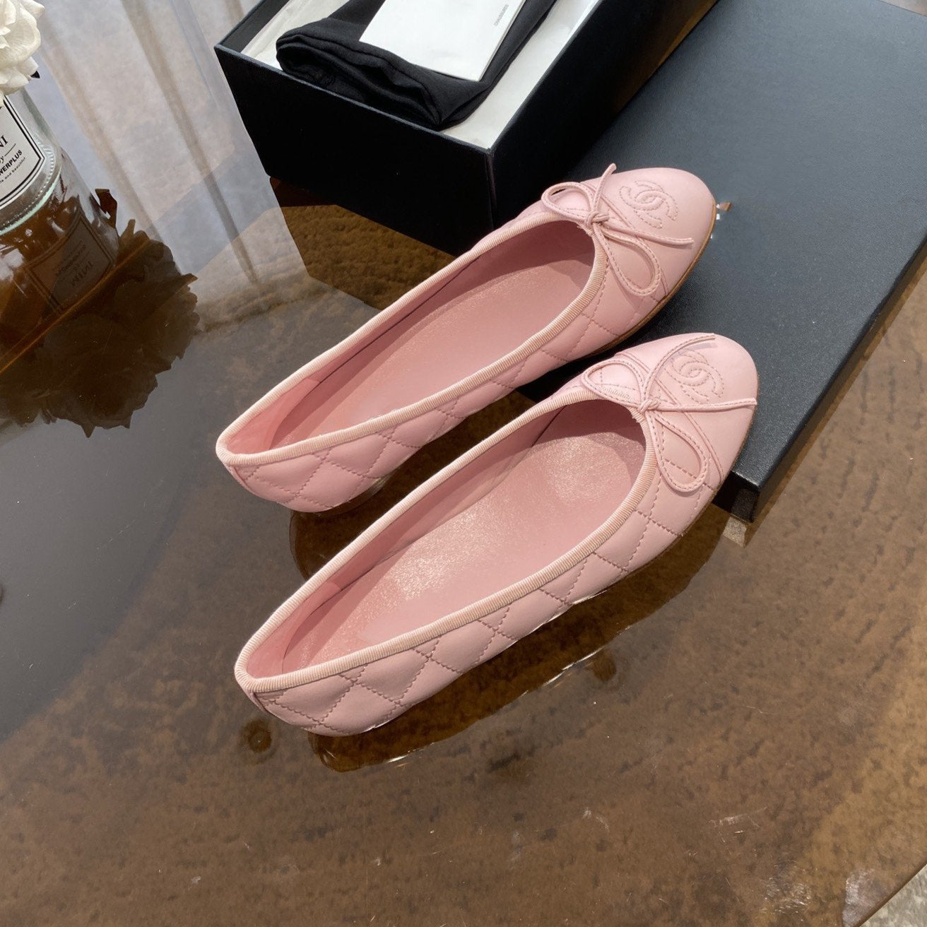 zCHANE.L Ballet Flats Pink Quilted Lambskin