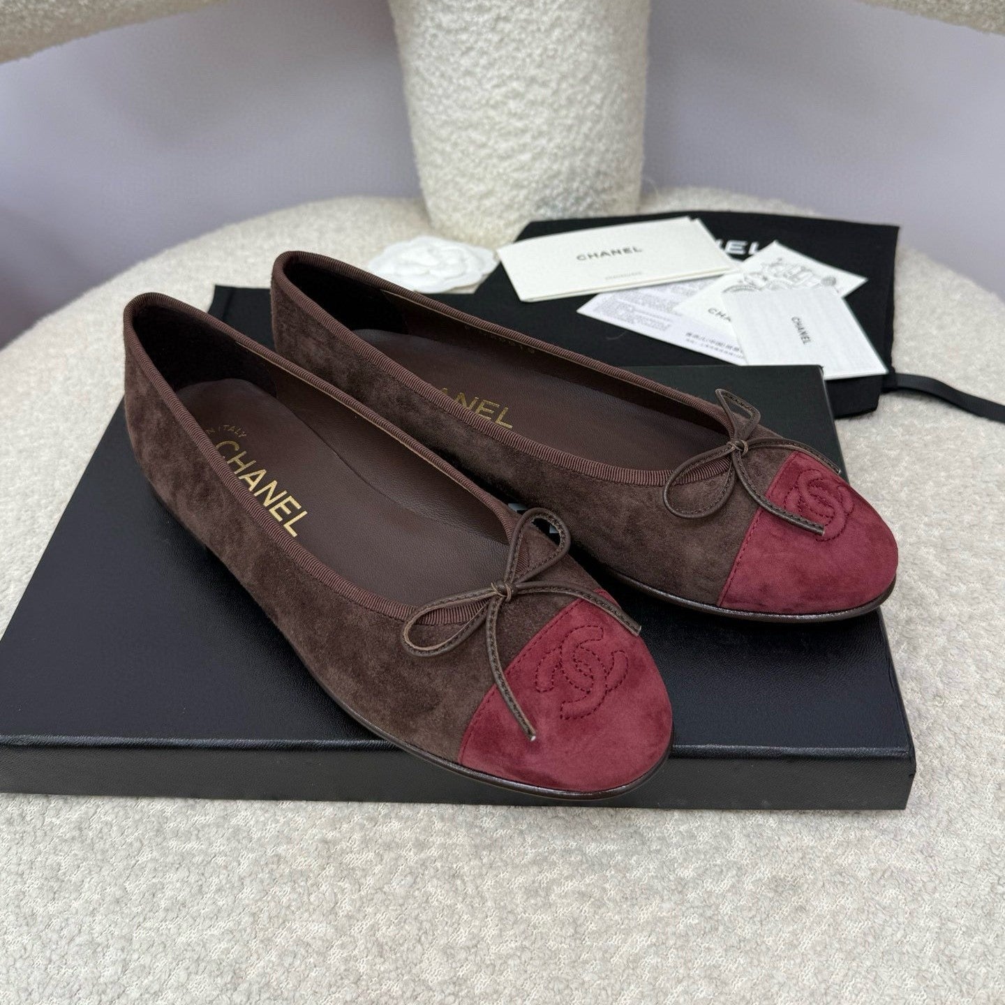 zCHANE.L 25 Ballet Flat Chocolate Dark Red Suede