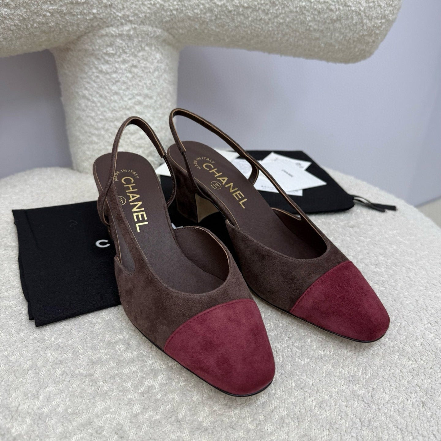 zCHANE.L Cc 25A Slingback Chocolate Dark Red Suede
