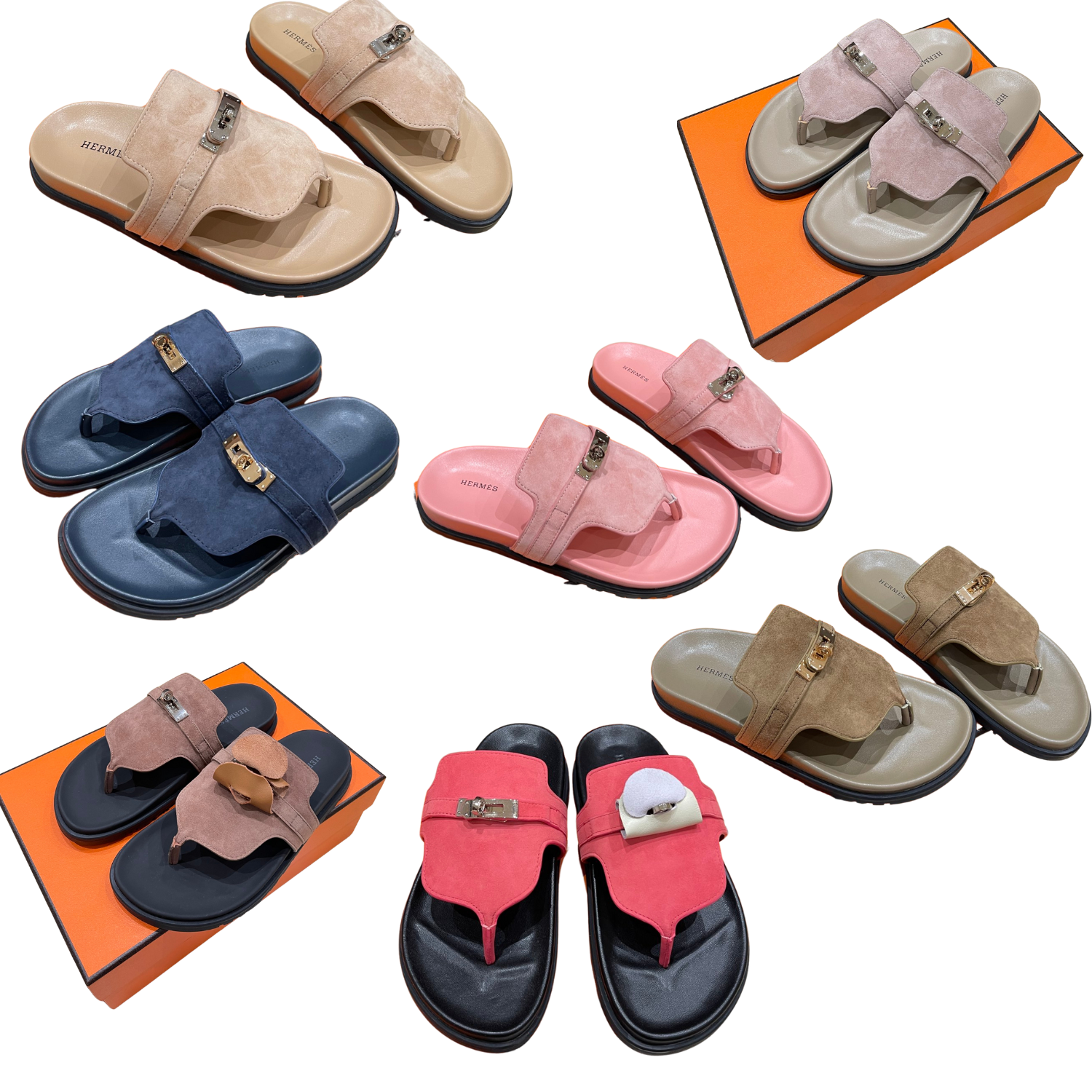 zHERME.S 25 Empire Sandal Calfskin And Suede 245689