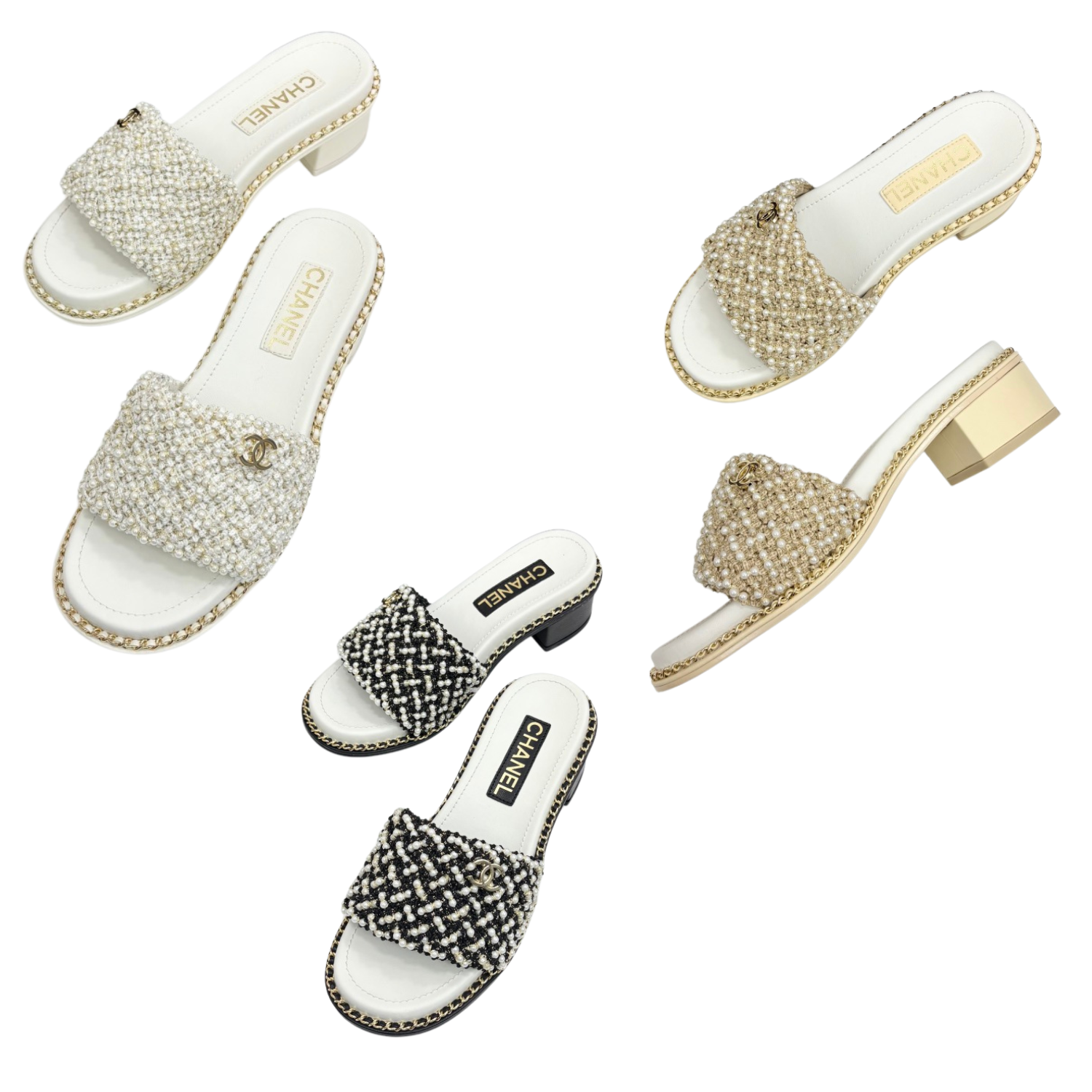 zCHANE.L 25 Mid Heel Mules Pearl Cord and Lambskin 270775