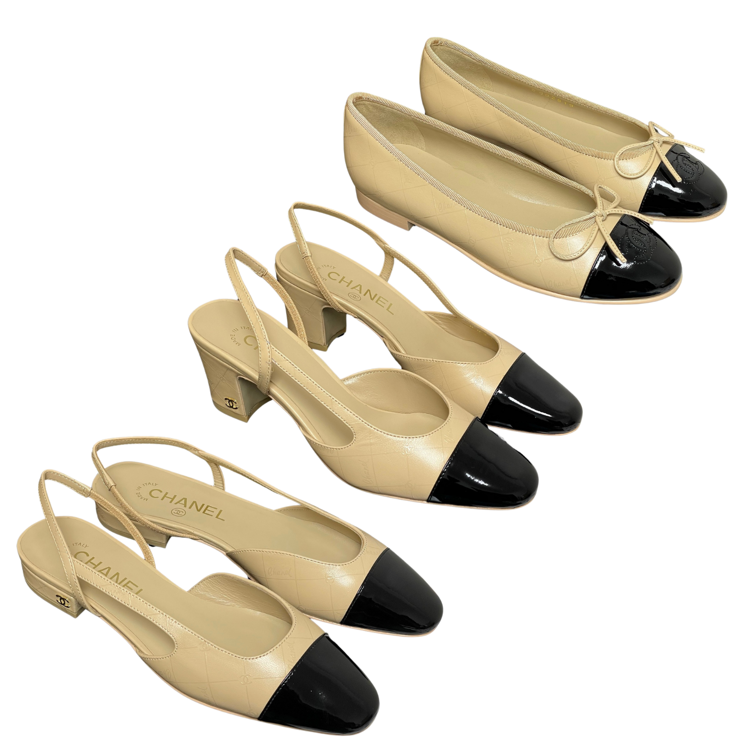 zCHANE.L 25P Beige Black Quilted Calfskin