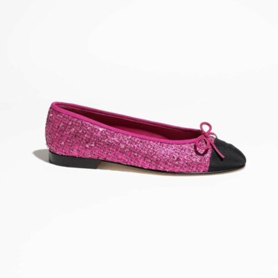 zCHANE.L Ballet Flats Light Pink Black Tweed