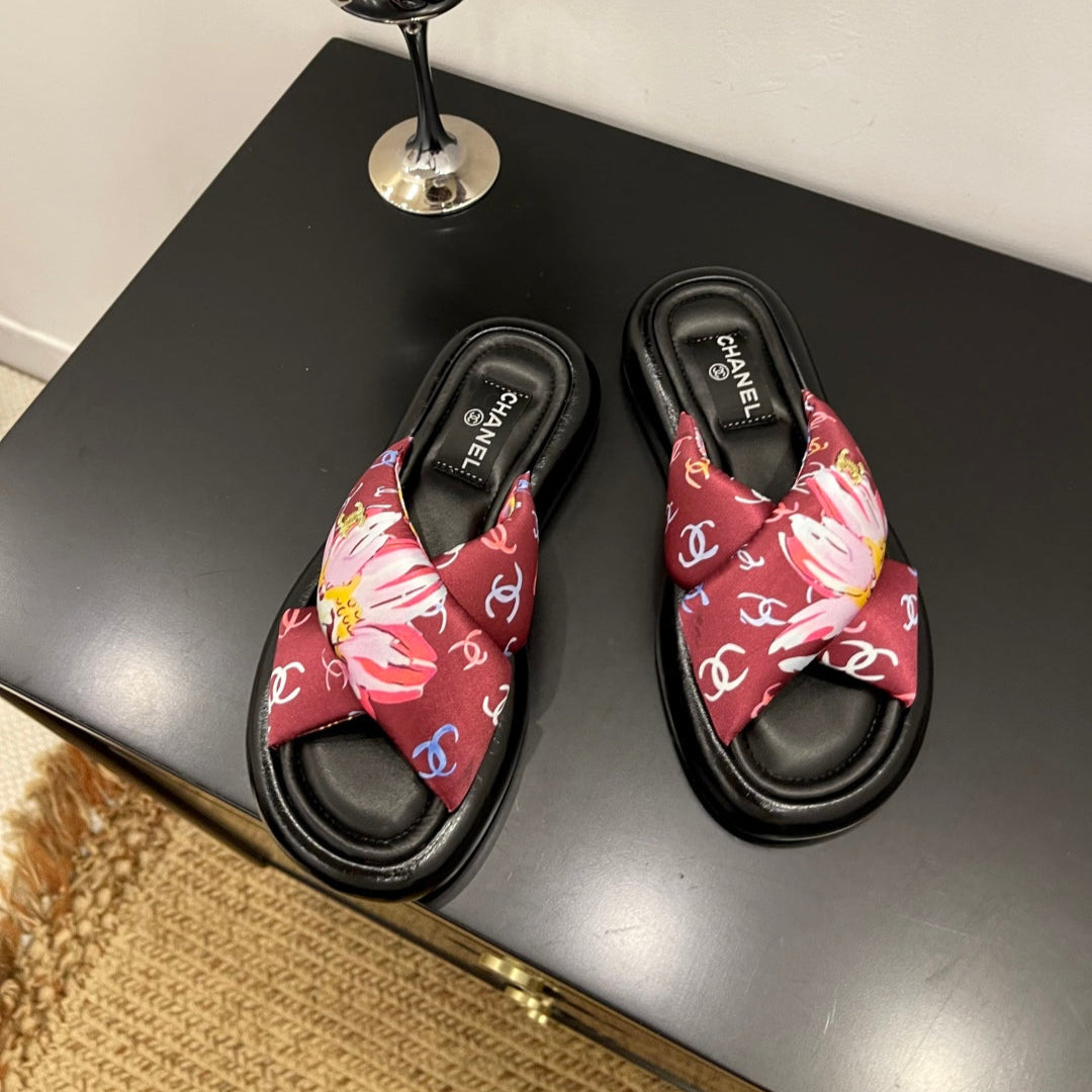 zCHANE.L 25 Platform Slide Red Cloth Sheepskin 334746