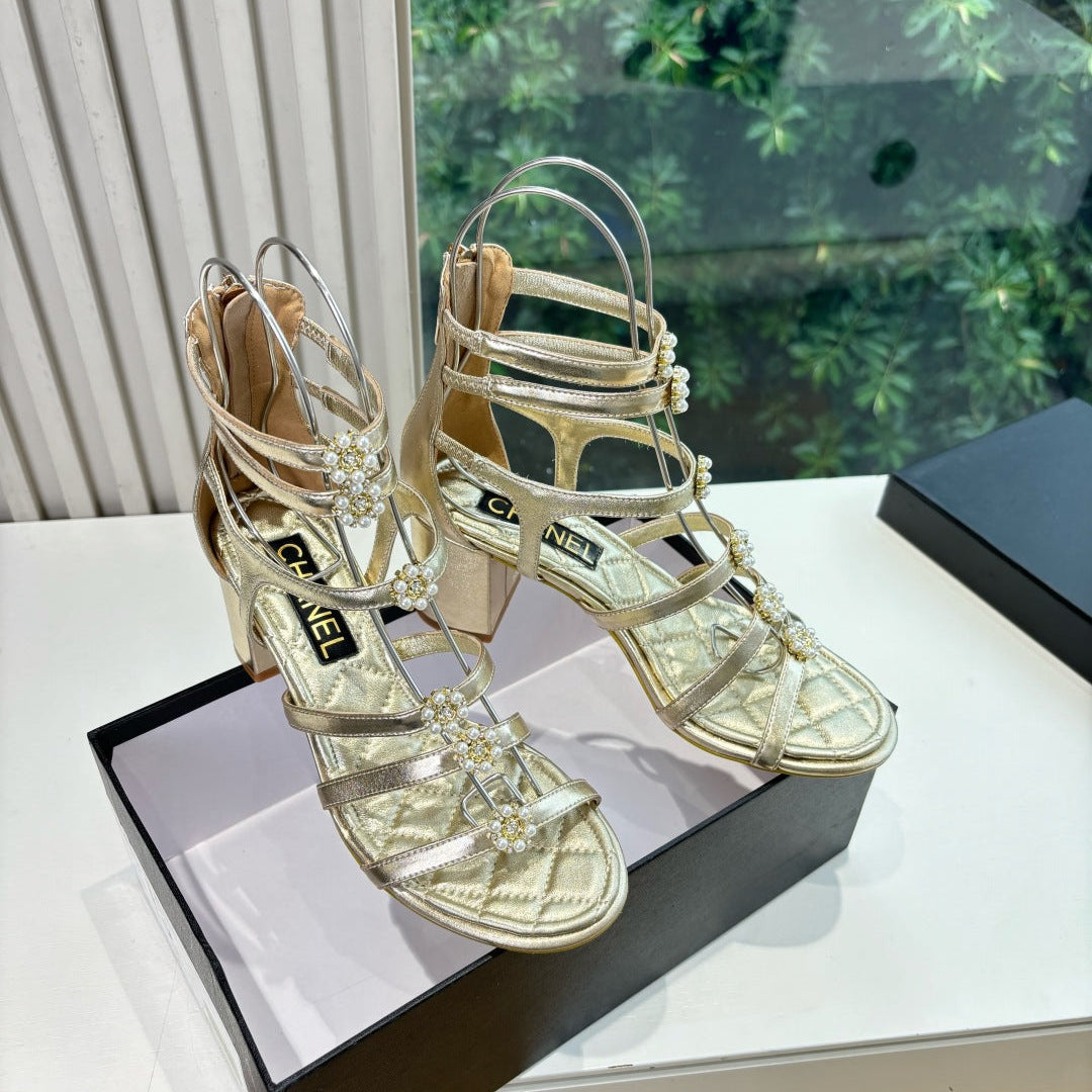 zCHANE.L 25 Sandals Gold Sheepskin 343962