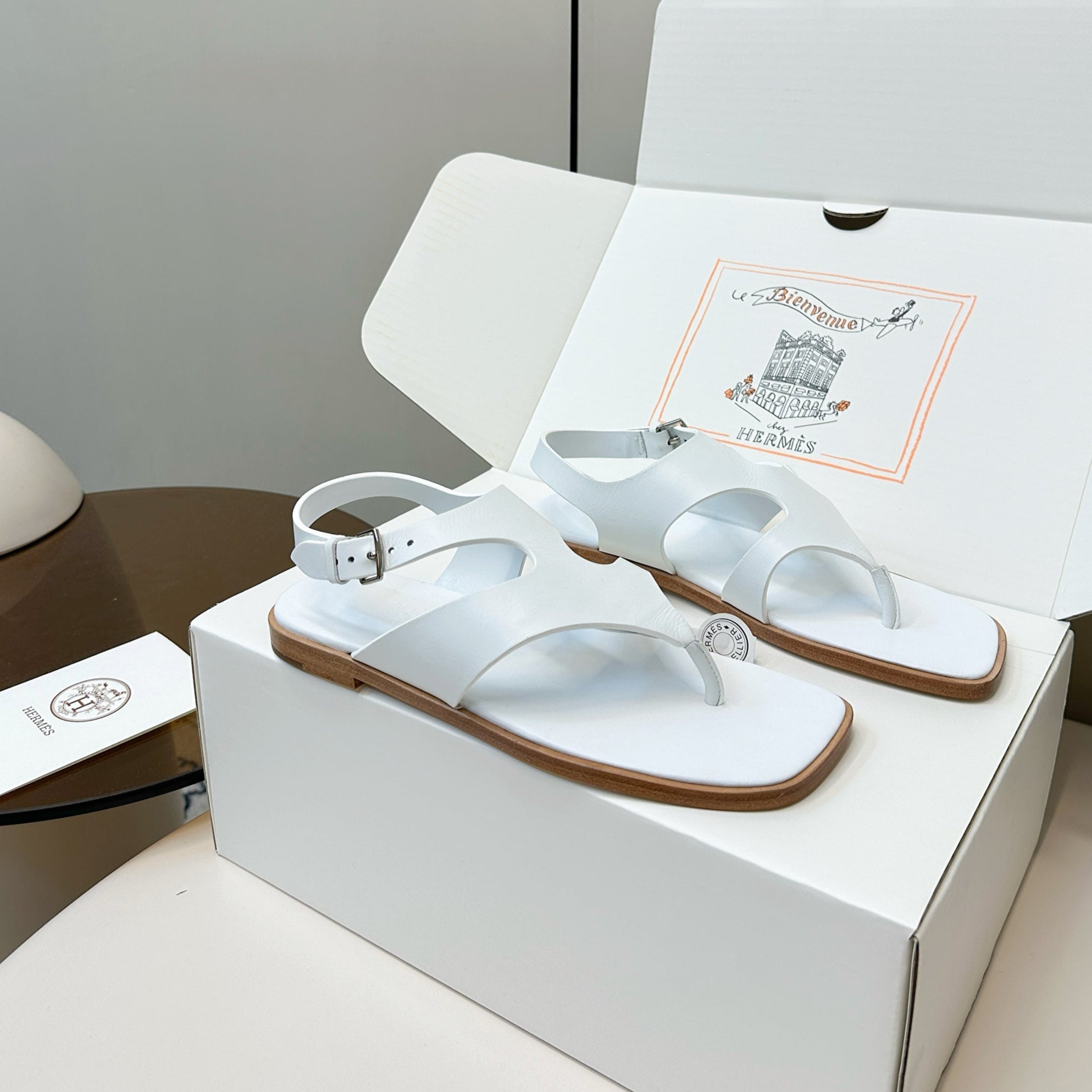 zHERME.S Karen Sandals White Calfskin 369789