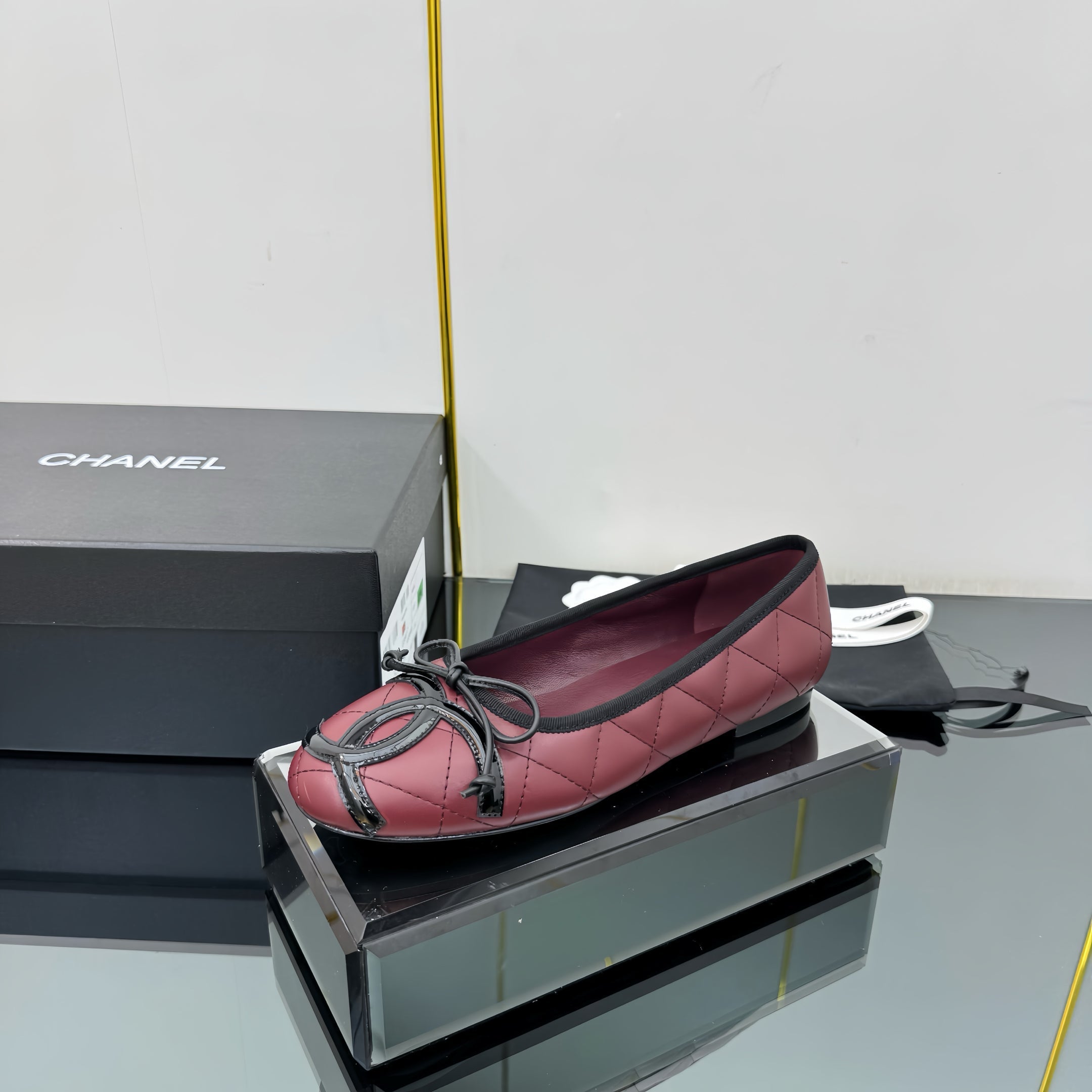 zCHANE.L Loafers Burgundy Sheepskin Mix Bow 297793