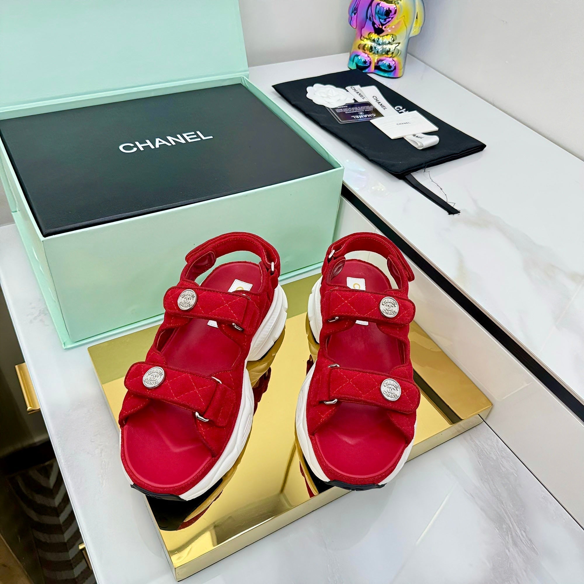 zCHANE.L 25 Dad Sandals Red Suede 331167