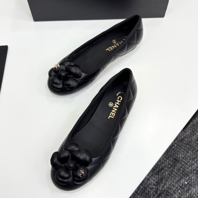 zCHANE.L 25 Ballet Flat Flower Black Quilted Calfskin