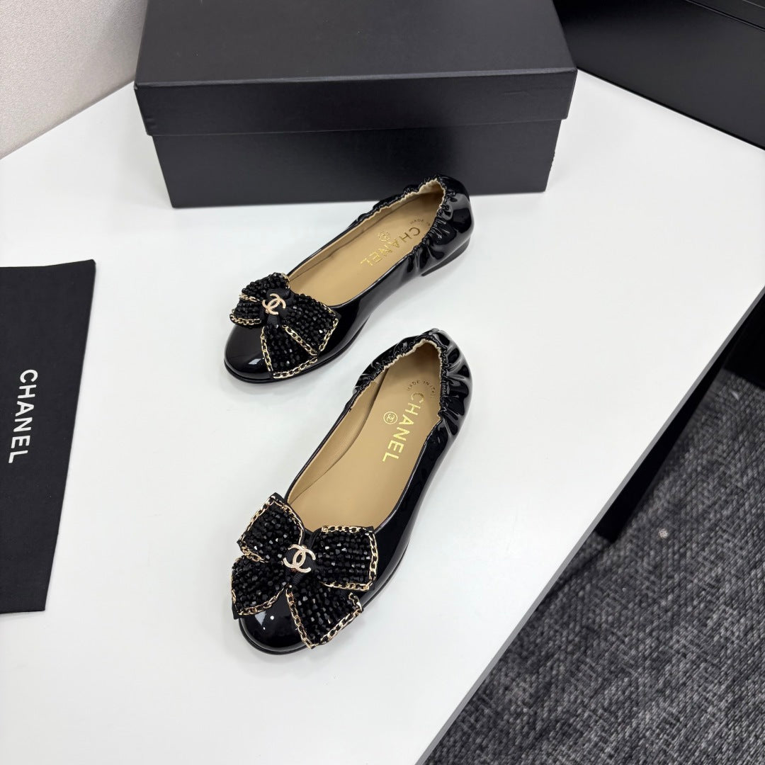 zCHANE.L 25 Diamond Ballet Flats Black Sheepskin 331786