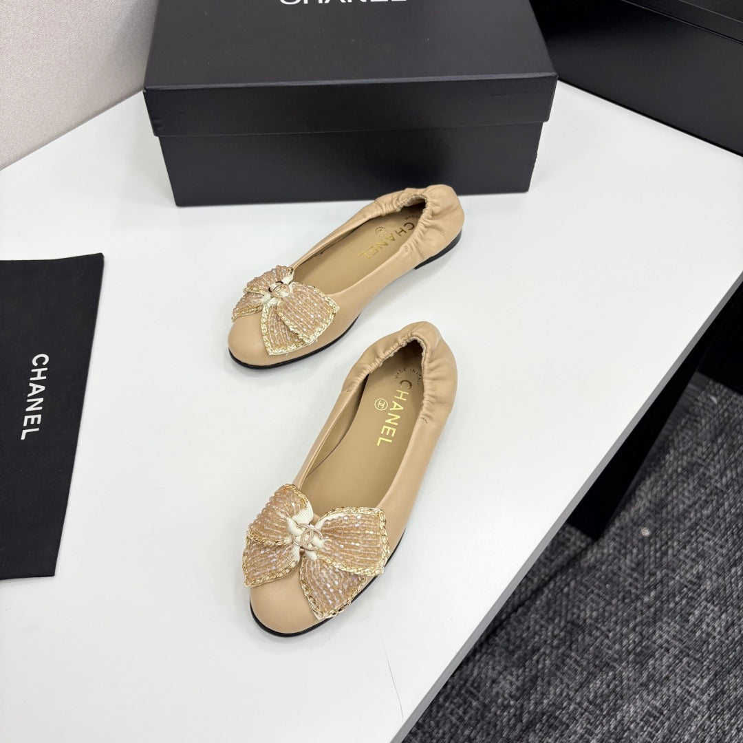 zCHANE.L 25 Diamond Ballet Flats Beige Sheepskin 331787