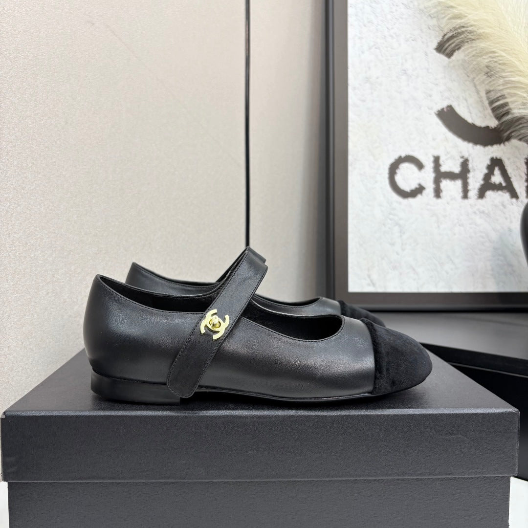 zCHANE.L 25 Mary Janes In Black Sheepskin And Grosgrain 352467