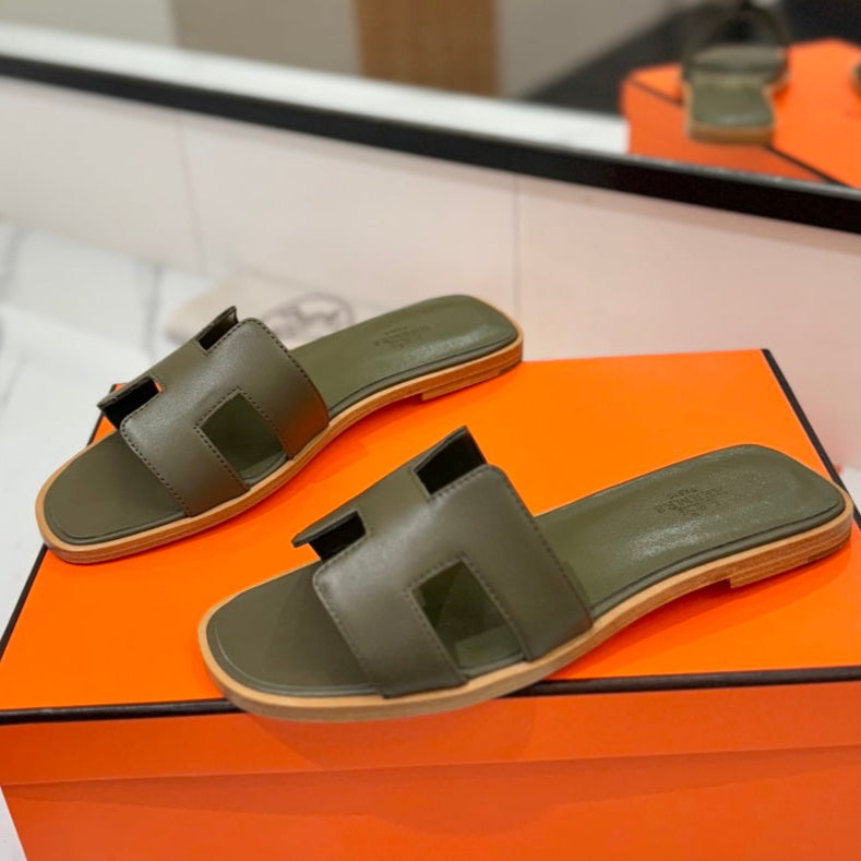 zHERME.S Oran Sandal Army Green Cowhide 294850