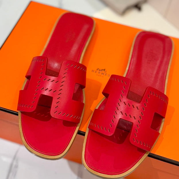 zHERME.S Oran Sandal Red Perforate Cowhide 294879