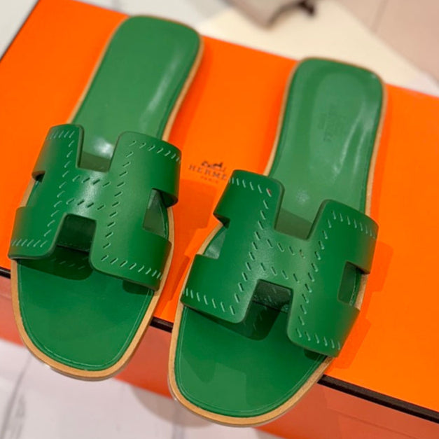 zHERME.S Oran Sandal Green Perforate Cowhide 294880
