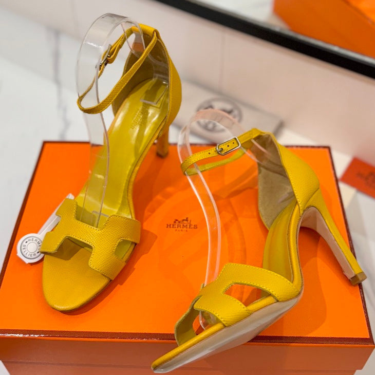 zHERME.S Joy Heeled Sandals Yellow Cowhide 294899