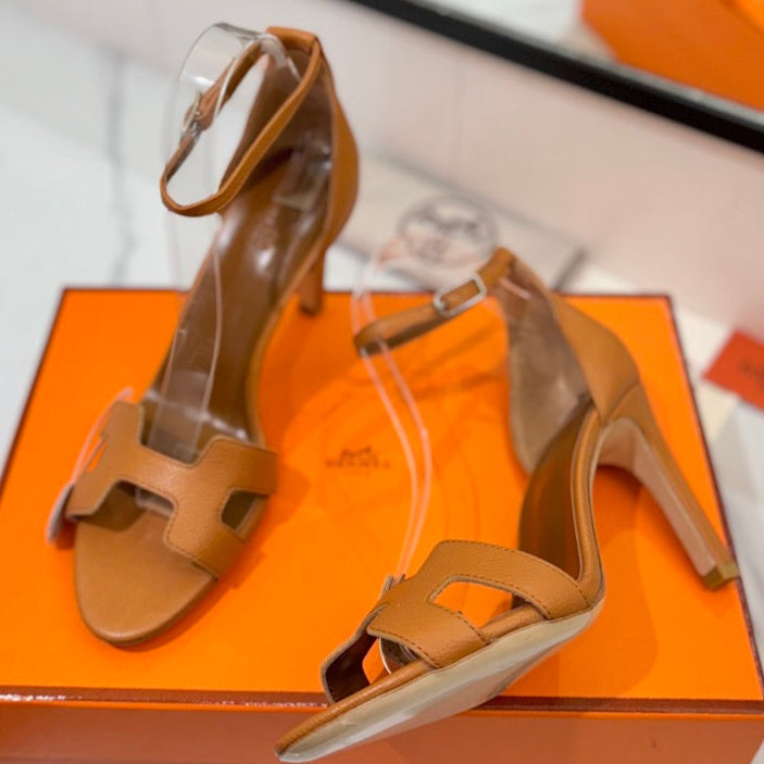 zHERME.S Joy Heeled Sandals Brown Cowhide 294902