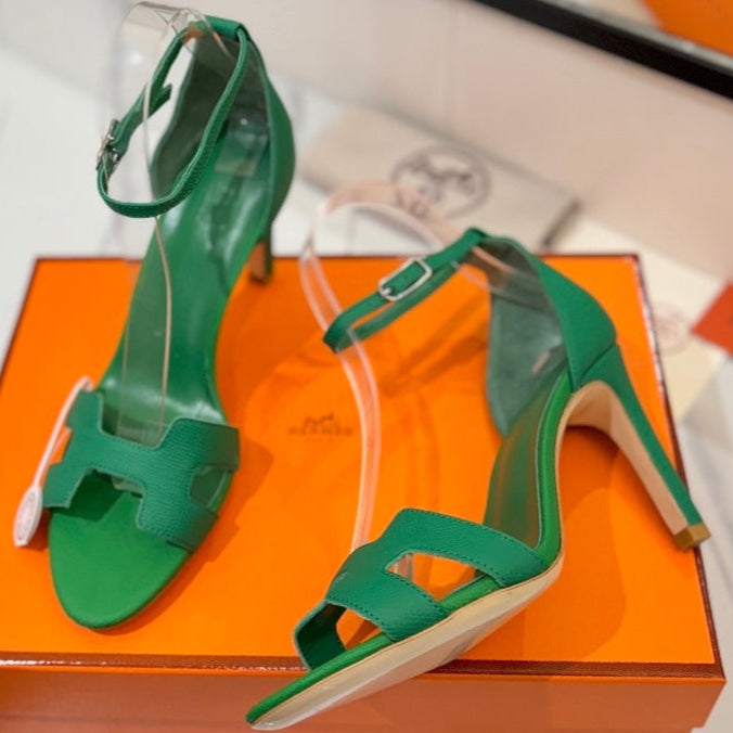 zHERME.S Joy Heeled Sandals Green Cowhide 294905